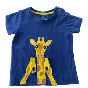 Baby Boden Infant Appliqué Short Sleeve Tees Sz 2-3yr Cotton Blue Giraffe